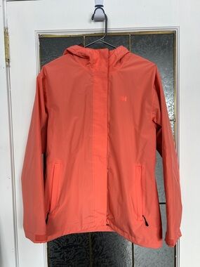 Helly Hansen Coral Red Hooded Rain Jacket